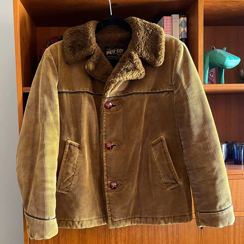 Vintage 80s Sherpa lined corduroy jacket
